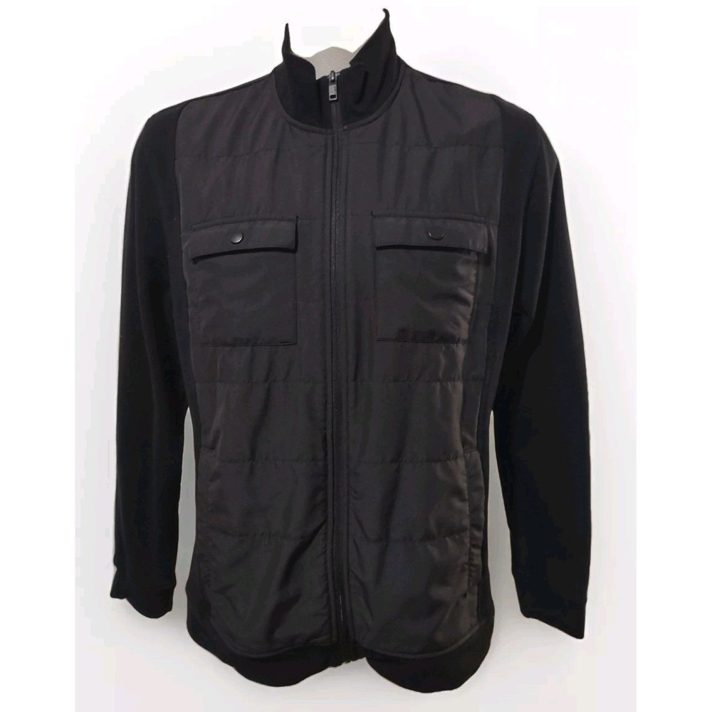 Alfani Jacket XL Men Gorp Core Black Hybrid Quilted Mixed Media Full Zip Utility